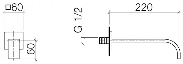 Dornbracht Mem baduitloop voor wandmontage 1/2 sprong 22cm chroom 1380178200