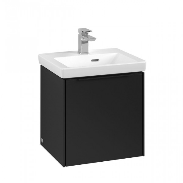 Villeroy & Boch Subway 3.0 wastafelonderkast 45x40x35cm met 1 linksdraaiende softclose deur met Volcano Black greep spaanplaat volcano black c58101vl