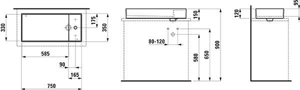 Opbouw Wastafel Laufen KARTELL 350x150x750mm Mat Wit