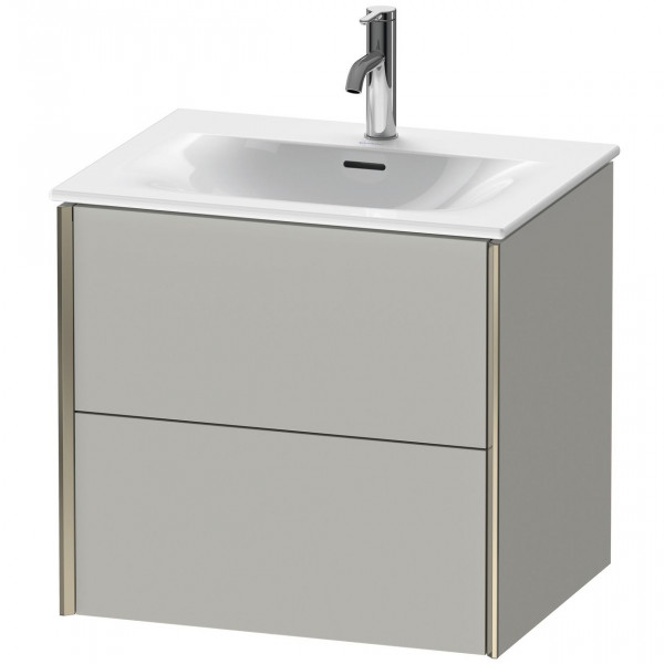 Meuble Pour Lavabo Encastrable Duravit XViu suspendu 2 tiroirs, pour lav. Viu 610mm Gris béton mat/Champagne XV41320B107