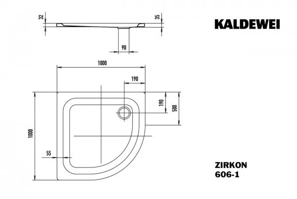Kaldewei Kwartronde Douchebak Mod.606-1 Zirkon (457100010)