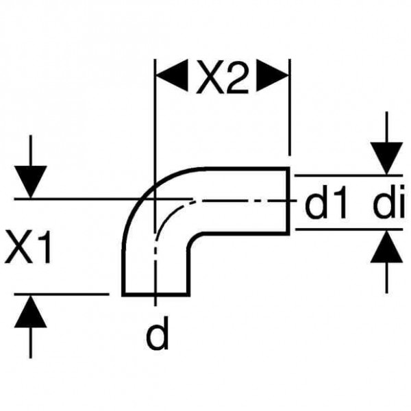 Geberit Snelkoppeling PE Aansluiting bocht 90° Koker d56/di57