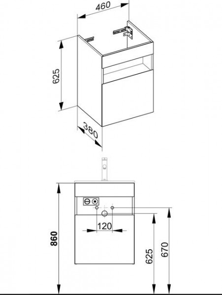 Wastafel Onderkast Keuco Stageline 1 deur, met licht, Rechts 460x625x380mm Mat Wit