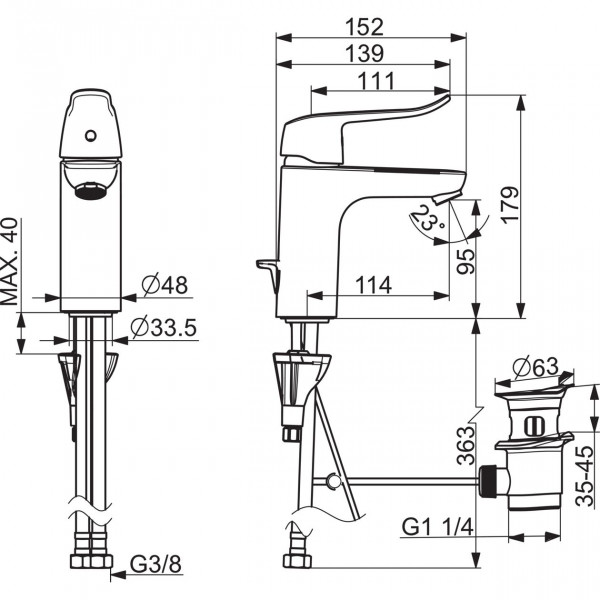 1 Gats Mengkraan Hansa CARE trekkoord en afvoerfitting 179x114mm Chroom