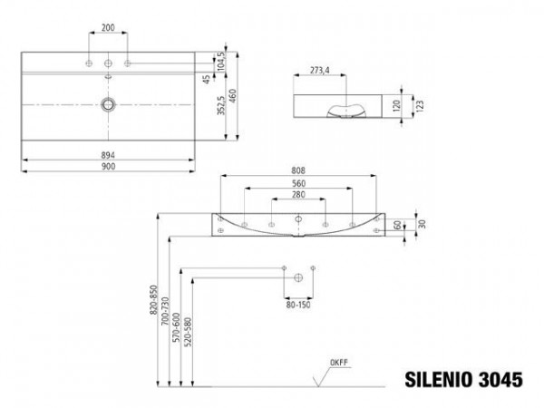 Kaldewei Hangwastafel met overloop Silenio (904406003)