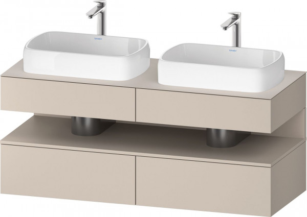 Meuble Double Vasque Duravit Qatego gauche, avec niche 1400mm Taupe Mat QA4767091910000