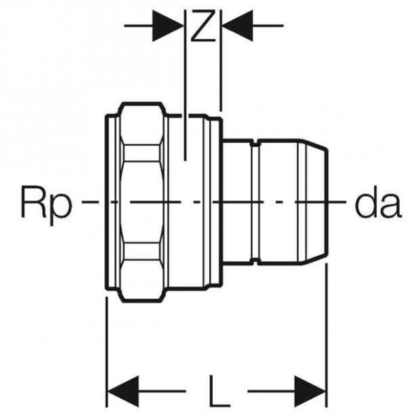 Geberit Push Fit Verdeler aansluiting met binnendraad brons 3/4 653432001