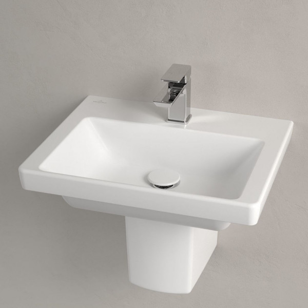 Villeroy & Boch Subway 3.0 fontein 50x40x14.5cm met 1 kraangat zonder overloopgat Stone Wit Ceramic+ 437051RW