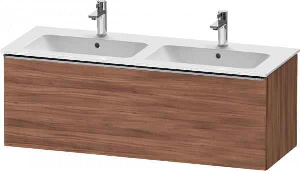 Meuble Double Vasque Duravit D-Neo tiroir poignée inox 1280mm Noyer naturel DE4265070790000