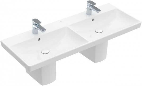 Villeroy & boch Avento dubbele meubelwastafel 120x47cm 2 kraangaten met overloop wit Ceramic+ wit 4a23ckr1