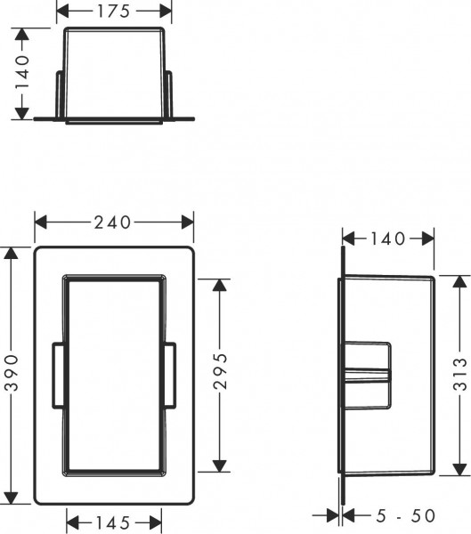 Plank Hansgrohe XtraStoris Wandnis met open frame 240x390mm Mat Wit