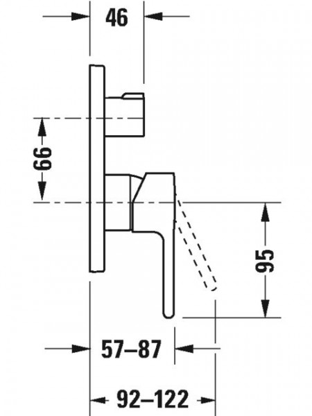 Duravit B.2 afbouwdeel v. badmengkraan met omstel 17cm chroom B25210018010