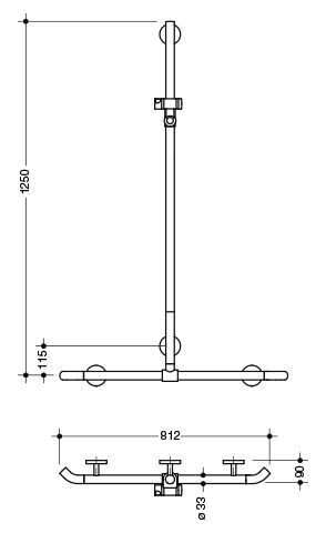 Hewi Badgreep System 800 K met douchestang 950.35.45099