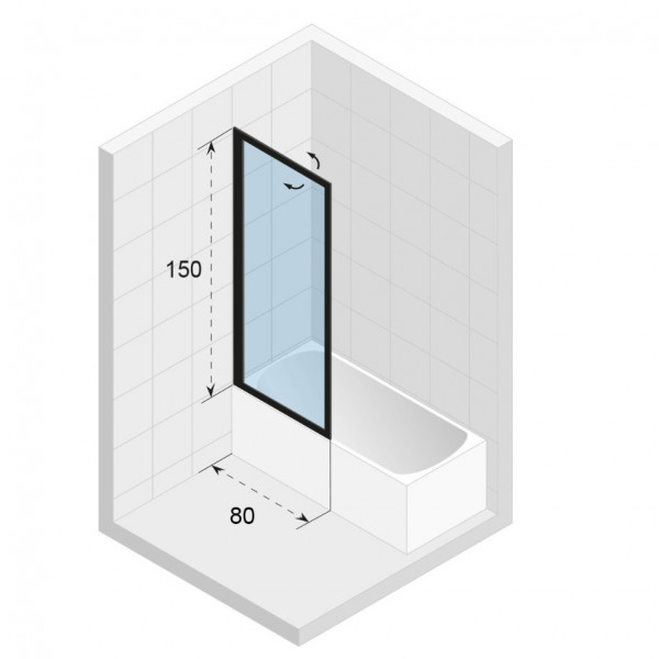 RIHO Lucid GD501 badwand 80x150cm helder glas wit mat GDB508W000