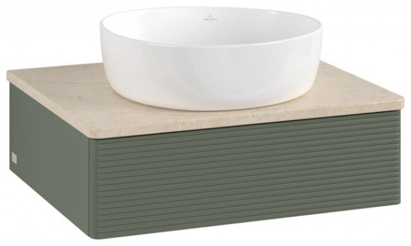 Wastafelmeubel Voor Opzet Waskom Villeroy en Boch Antao 1 lade 600x190x500mm Leaf Green Matt Lacq...