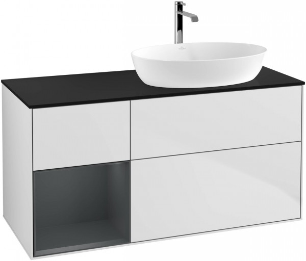 Meuble Pour Vasque à Poser Villeroy et Boch Finion White/Midnight Blue/Glass Black FA42HGMT