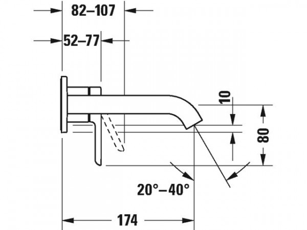 Duravit Inbouw Wastafelkraan C.1 enkele handgreep 174mm Zwart Mat