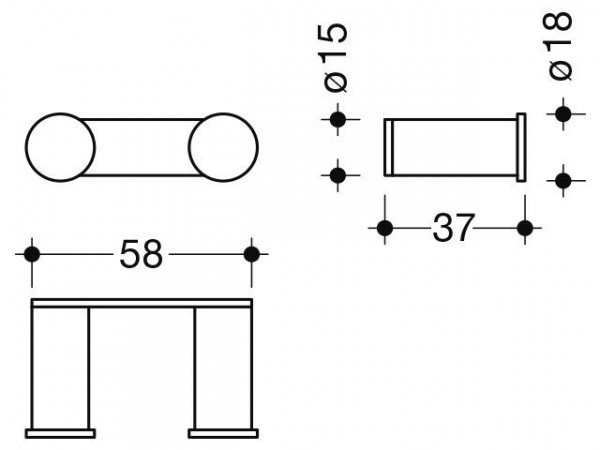 Hewi Handdoekhaakjes System 162 Dubbele haak 35 mm 162.90.03060