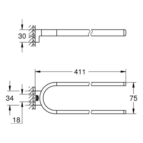 Grohe Selection handdoekhouder dubbel 36cm vast hard graphite 41059A00