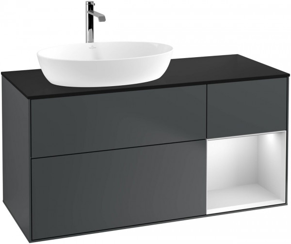 Meuble Pour Vasque à Poser Villeroy et Boch Finion Midnight Blue/White/Glass Black F812MTHG