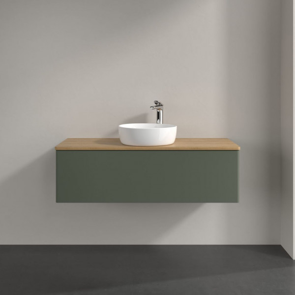 Wastafelmeubel Voor Opzet Waskom Villeroy en Boch Antao 1200x360x500mm Leaf Green Matt Lacquer/Ho...