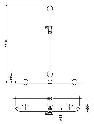 Hewi Badgreep System 800 K met douchestang 950.35.41099