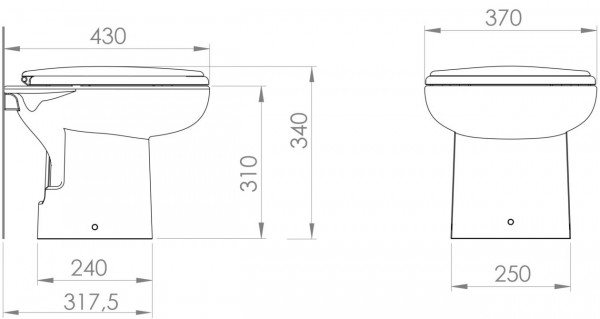 SFA Duoblok Toilet SANIMARIN Comfort met geïntegreerd liftsysteem, voor boot, 12V 430mm Wit