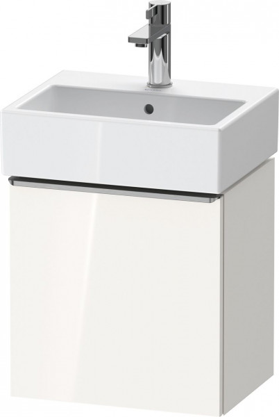 Meuble Lave-Mains Duravit D-Neo porte gauche, poignée inox 434mm Blanc brillant DE4217L70220000