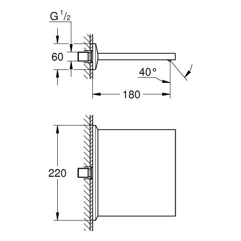 Baduitloop Grohe Allure Brilliant 180mm Supersteel