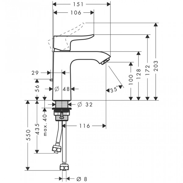 Hansgrohe Wastafelmengkraan Metris 110 31074000