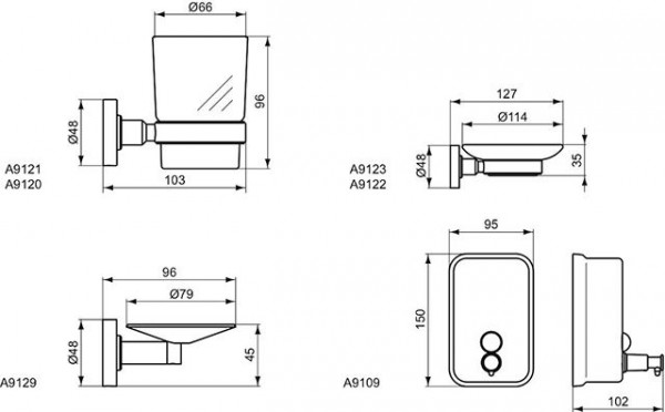 Ideal Standard Iom glashouder met drinkglas mat chroom a9120aa