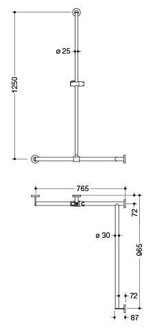 Hewi Badgreep System 900 met douchestang 900.35.33660