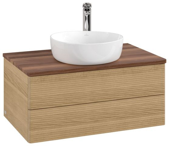 Wastafelmeubel Voor Opzet Waskom Villeroy en Boch Antao 800x360x500mm Honey Oak/Warm Walnut