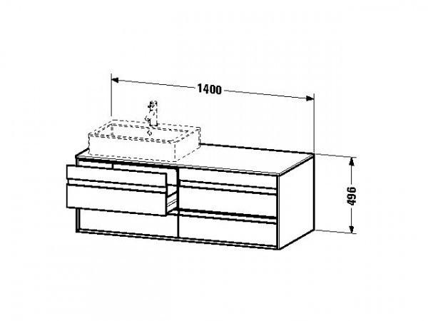 Duravit Ketho Wastafelonderkast 140x55.1x49.6cm Standaard greep met softclose spaanplaat Grafiet Mat KT6657L4949