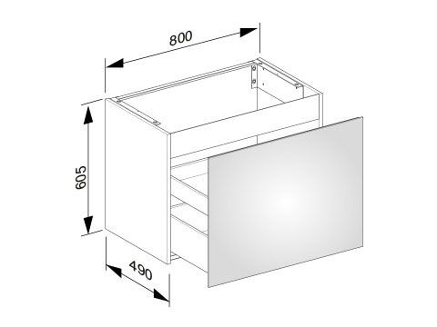 Wastafel Onderkast Keuco X-Line 1 lade, 800x605x490mm Truffel