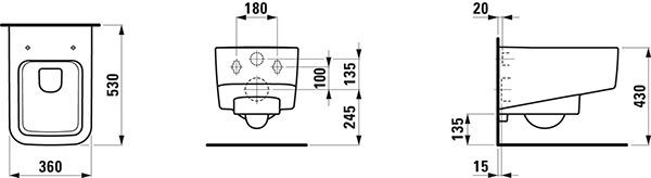 Hangend Toilet Laufen PRO S CleanCoat 360x530mm Wit