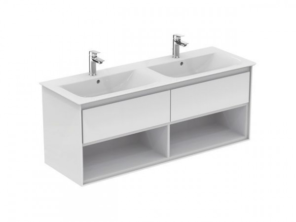 Meuble pour lavabo Ideal Standard double 2 tiroirs Connect Air Brun Mat/Blanc Mat E0829VY Blanc Brillant/Blanc Mat