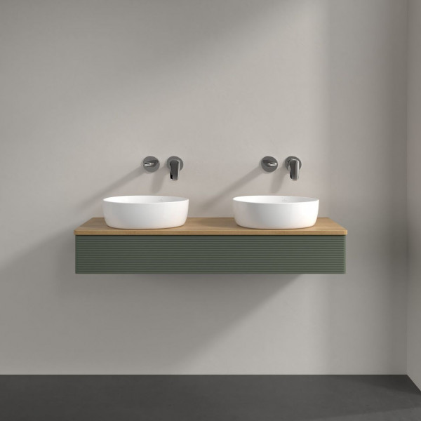 Dubbel Wastafelmeubel Villeroy en Boch Antao 1200x190x500mm Leaf Green Matt Lacquer/Honey Oak