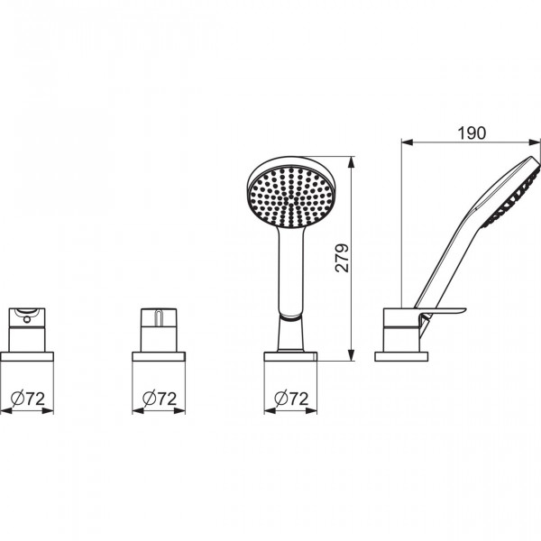 Badrandkraan Hansa LIGNA Ronde Rozen, 1 Jet, 3 gaten279mm Chroom