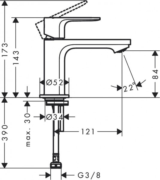 Handwas Kranen Hansgrohe Rebris S 80 Koud water Chroom