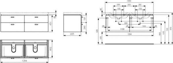 Ideal Standard lade links front voor ref. E6527 Connect (EF436)