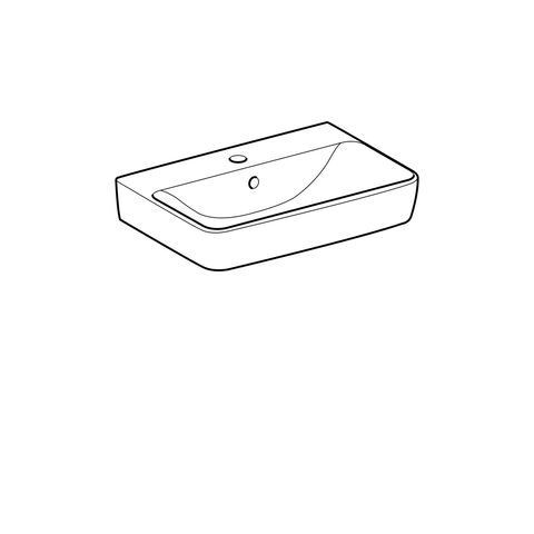 Geberit Renova Compact wastafel 55 cm 1 kraangat met overloop KeraTect, wit