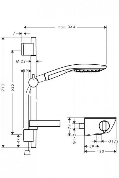 Hansgrohe Doucheset Raindance Select S 150 Ecostat Select 65 cm 27036400