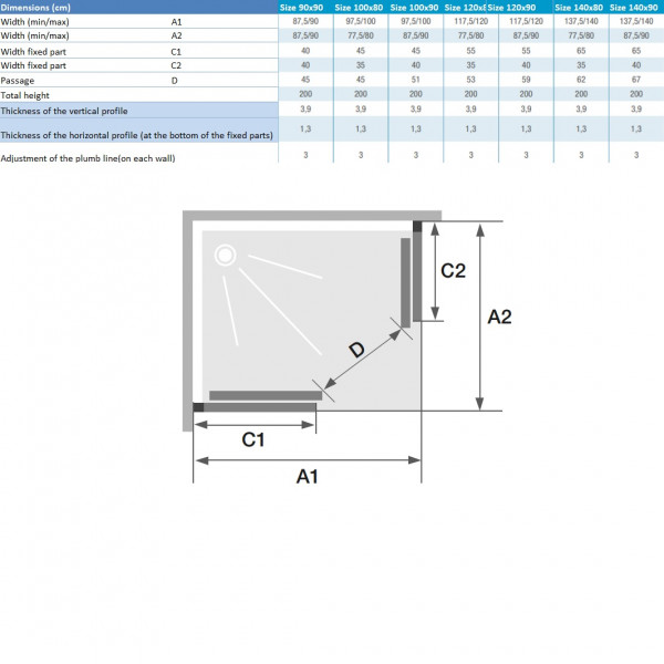 Kinedo Douche Schuifdeur KINESTYLE in een hoek, 2 deuren Transparant Glas