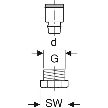 Geberit Schroefverbinding met buitendraad d16-G1/2 PushFit (650515221)