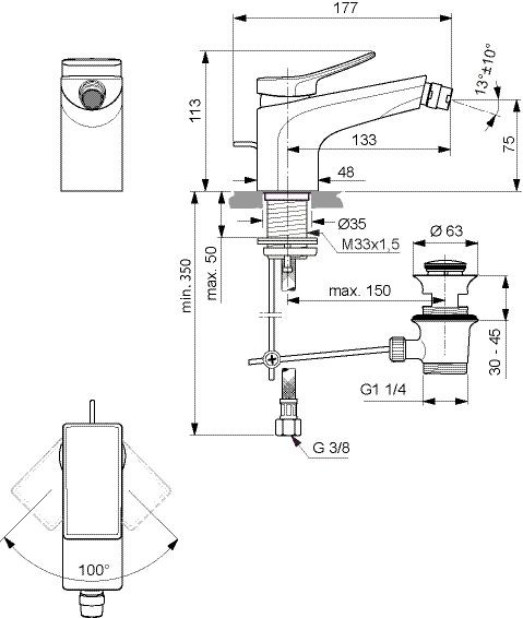 Bidetkraan Ideal Standard CONCA Chroom