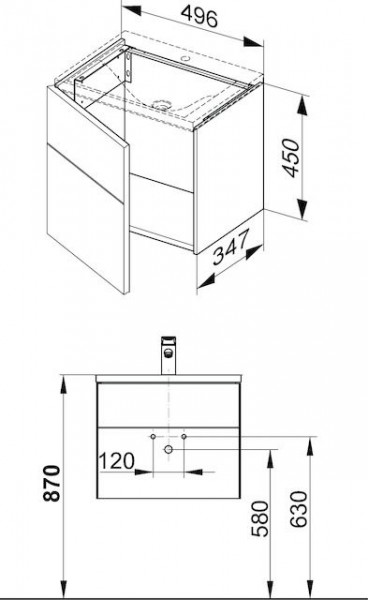 Wastafel Onderkast Keuco Royal Reflex 1 deur, Links 496x450x347mm Zwart