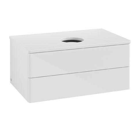 Meuble Pour Vasque à Poser Villeroy et Boch Antao 2 tiroirs 800x360x500mm Glossy White Lacquer