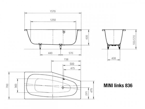 Kaldewei Hoekbad links 836 Mini (225200010)