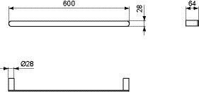 Ideal Standard Handdoekenrek Hangend CONCA rond 600x65x28mm Chroom